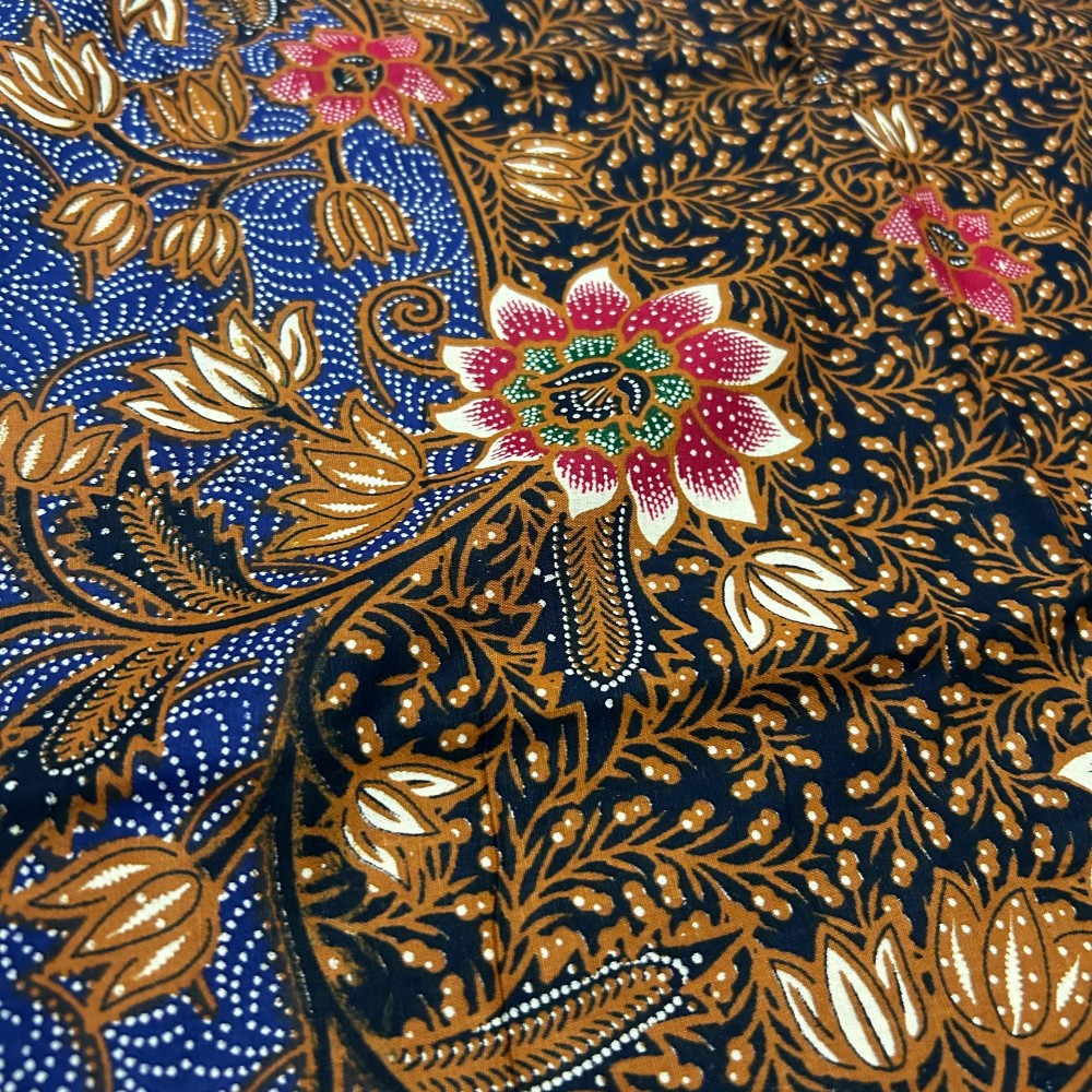 Traditional Flowers Motif Border - Blue Traditional Flowers Motif Border - Blue